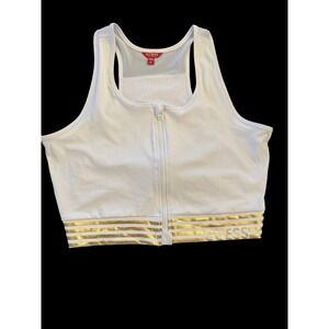 Guess Women's Zip Up Crop Top - White - Medium